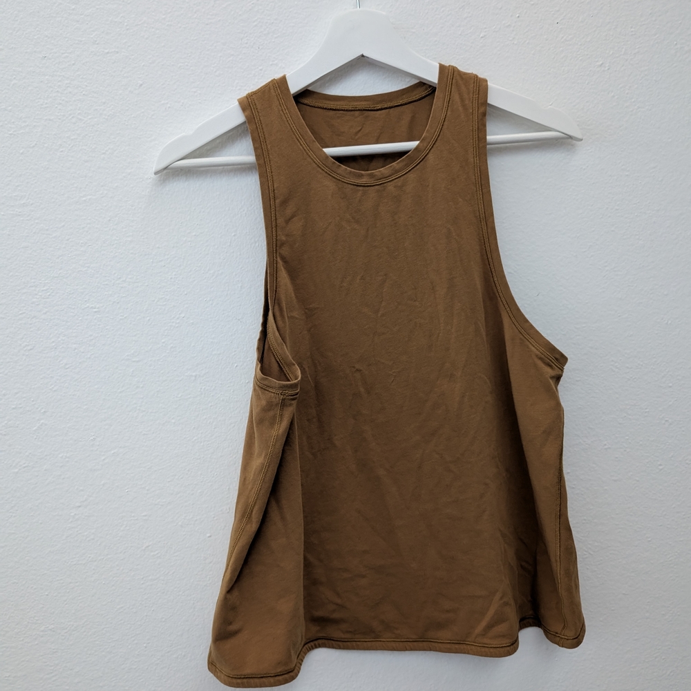 New Lululemon Size 4 Squad Goals Tank Cotton Hip Length Spiced Bronze Brown